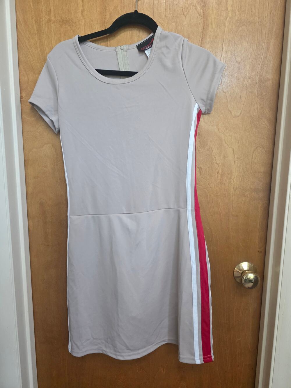 Copied - Misses small tan dress with red white stripes on the side tennis dress